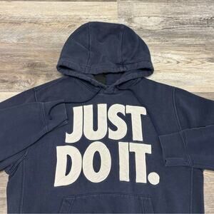 Nike‎ Sportswear Just Do It JDI Blue White Mens M Club Fleece Pullover Hoodie